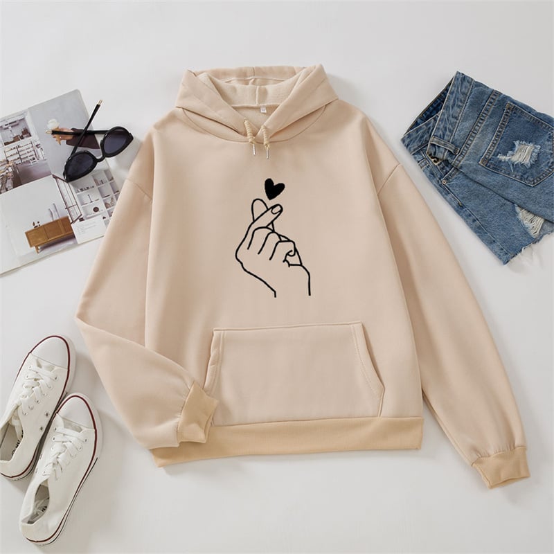 Fleece-Hoodie mit Fingerherz „Nina“