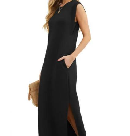 Summer Sleeveless Pocket Maxi Dress