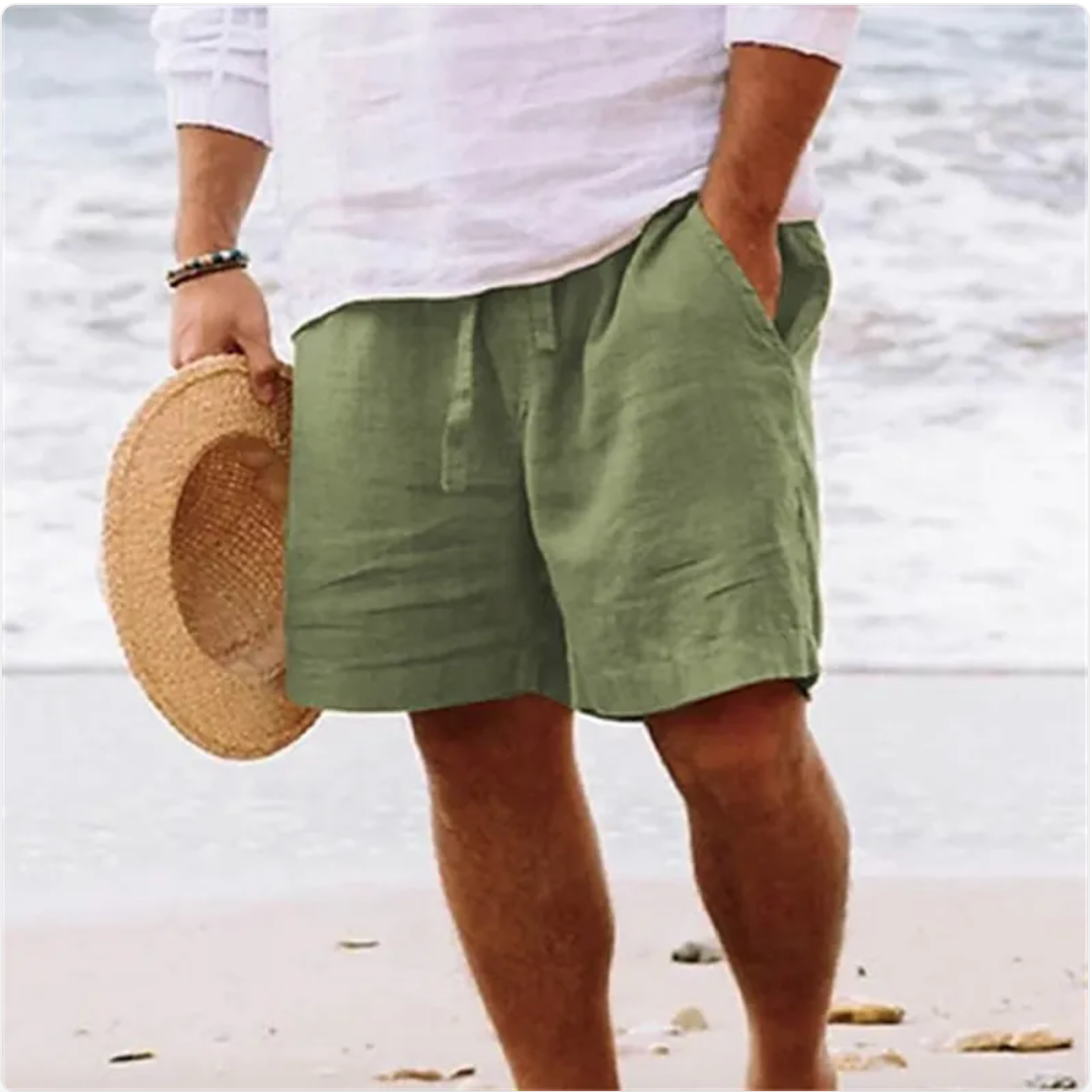 Herren Sommer-Shorts aus Baumwolle und Leinen