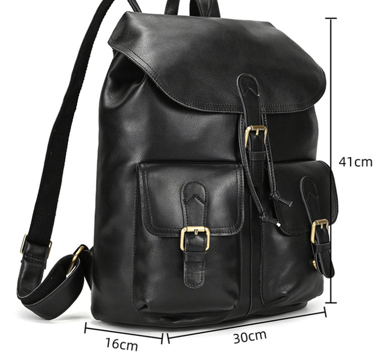 Vintage-Lederrucksack mit Kordelzug