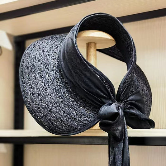 Retro Bowknot Straw Visor "Mykonos"