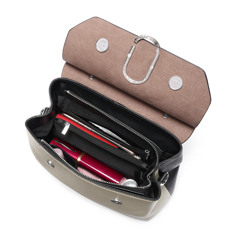 Two-Tone Leather Ring Handbag