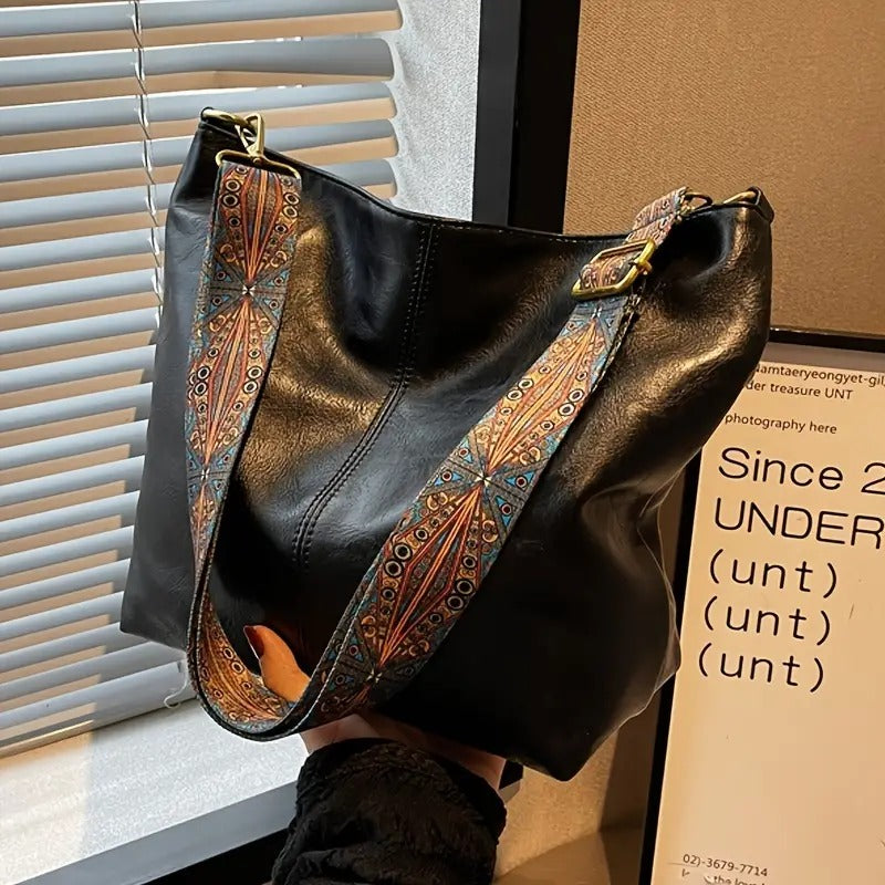 Lässige Schultertasche aus PU-Kunstleder