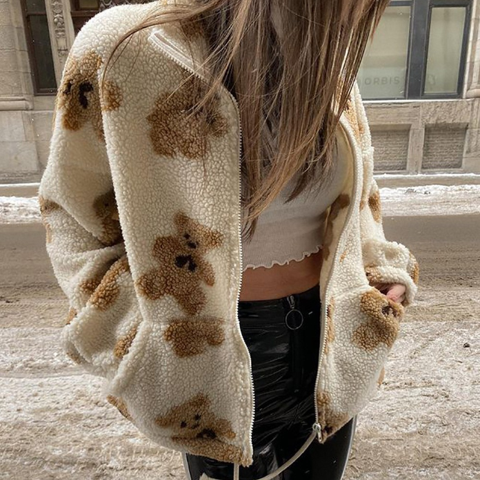Teddyjacke mit Bären-Print „Rosalind“