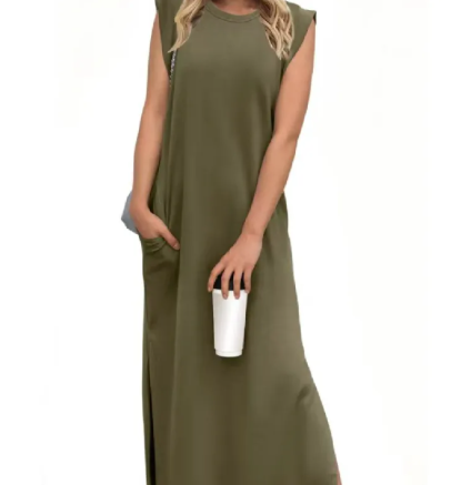 Summer Sleeveless Pocket Maxi Dress