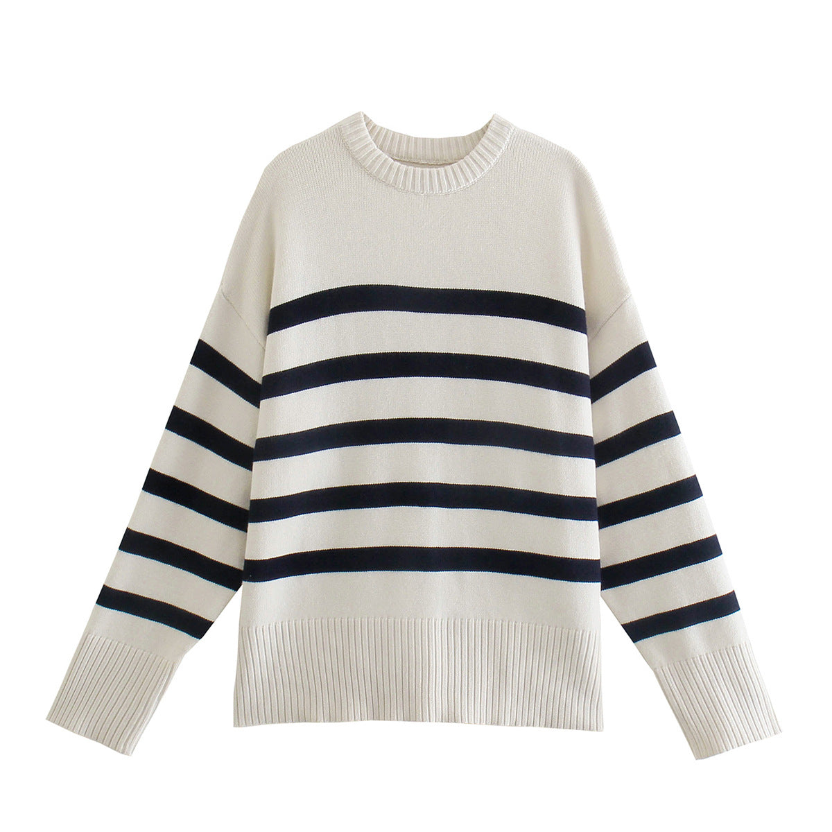 2024 Autumn Women's Striped Long Sleeve Knit Sweater