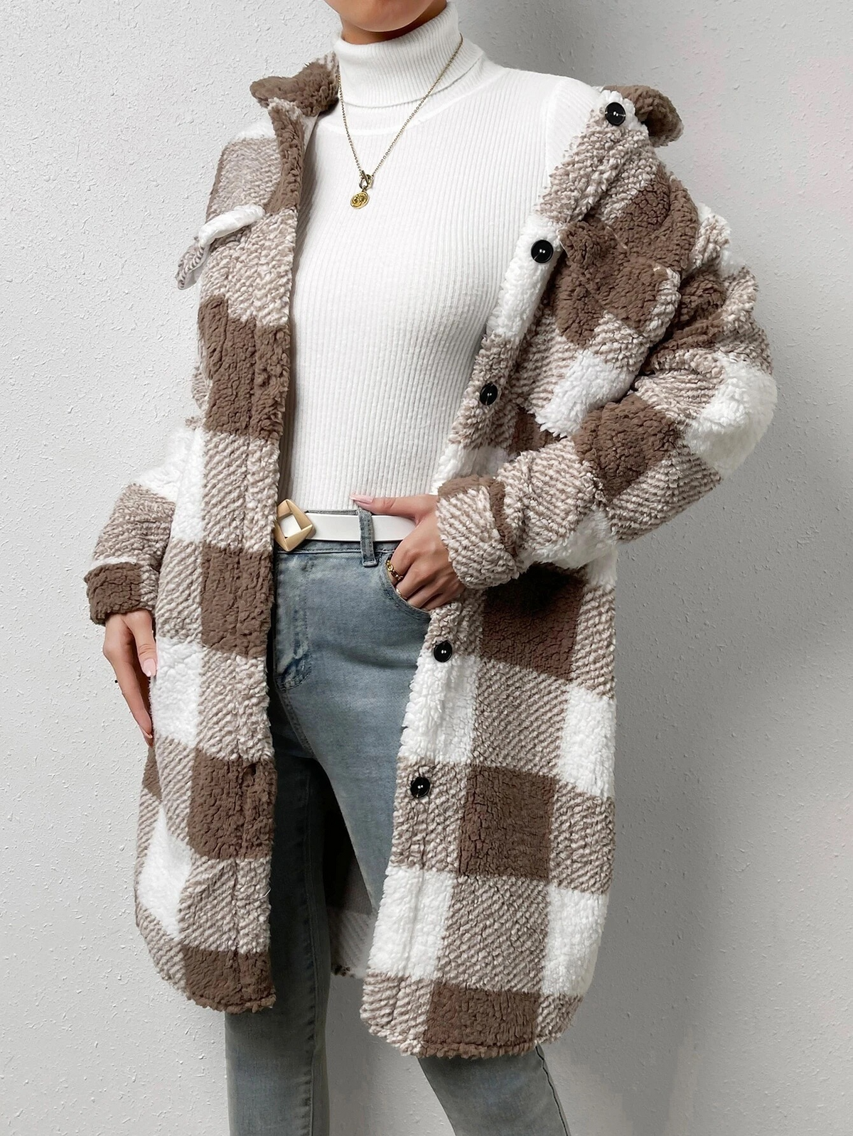 Long Plaid Teddy Shacket “Tilda”