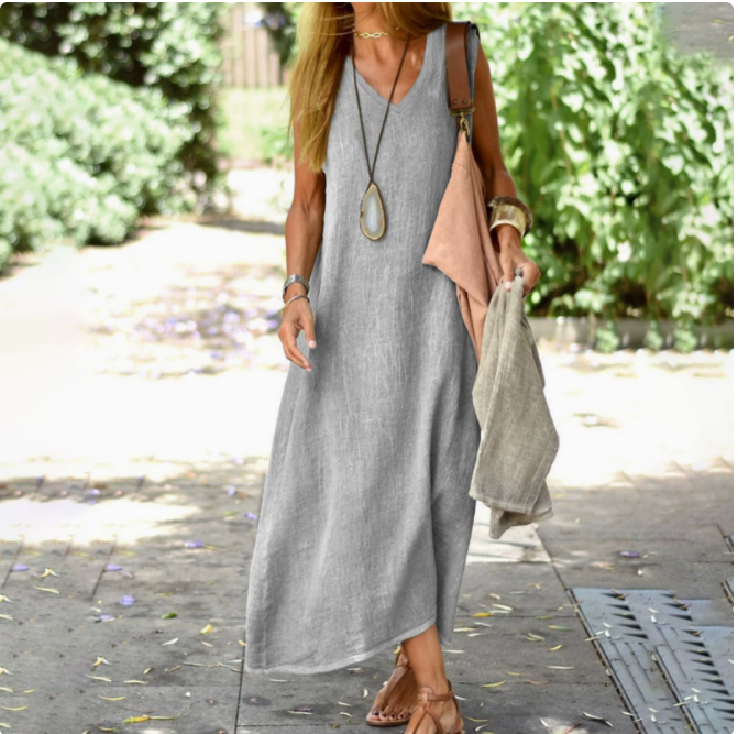 Vintage Cotton-Linen Maxi Dress 'Marlene'