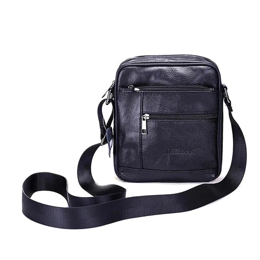 Men's Business Crossbody Bag with Leather Zipper