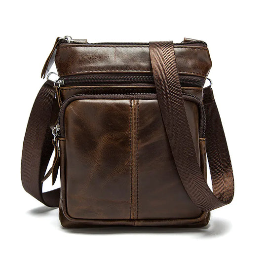 Genuine Leather Zipper Crossbody Shoulder Bag