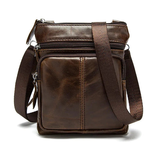 Genuine Leather Zipper Crossbody Shoulder Bag