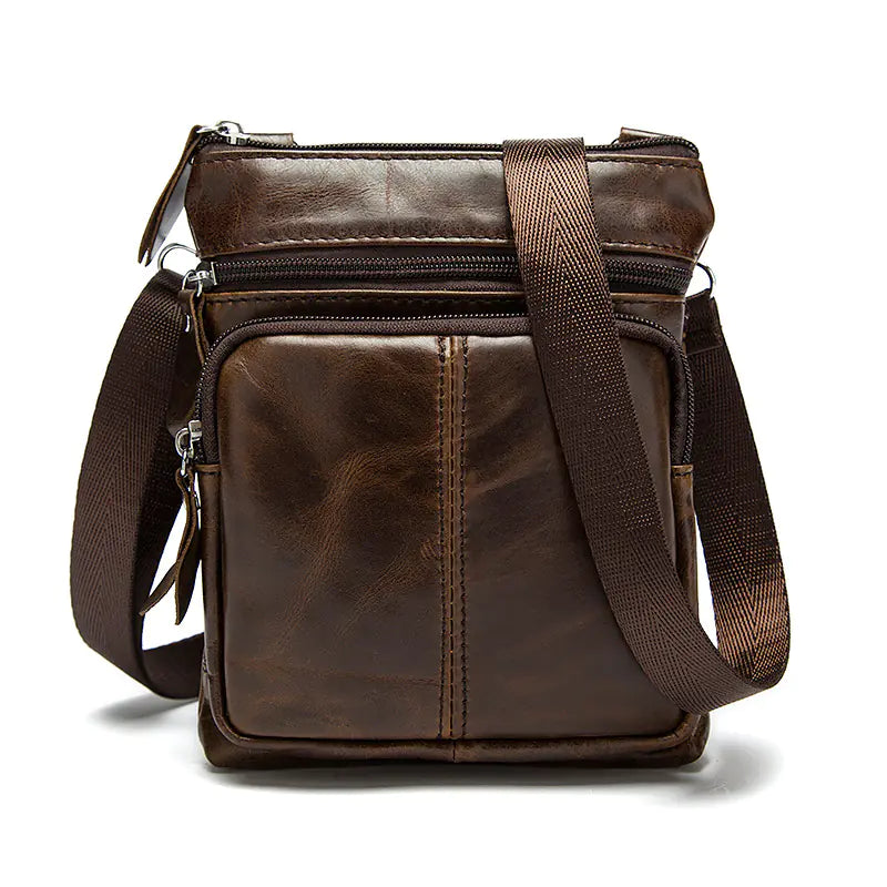 Genuine Leather Zipper Crossbody Shoulder Bag