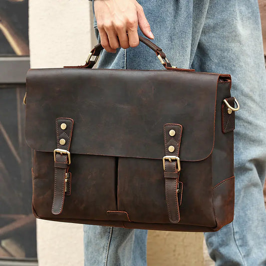Genuine Leather Men's Crossbody Messenger Bag