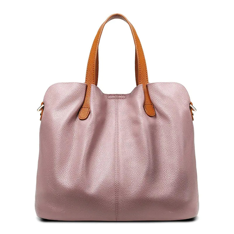 Simple Casual Soft Leather Tote Bag for Women