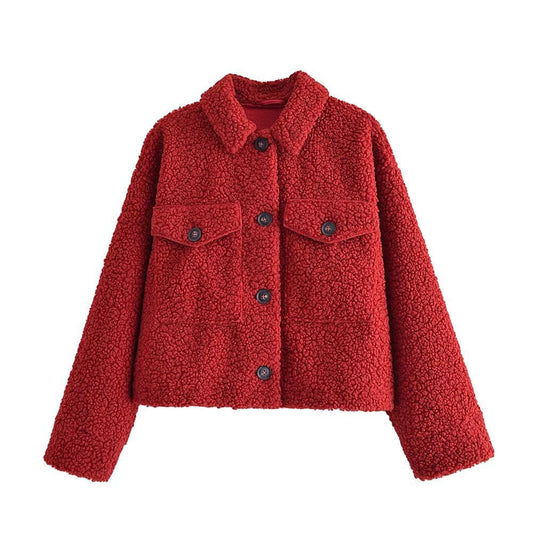 Red Teddy Shirt Jacket “Smilla”