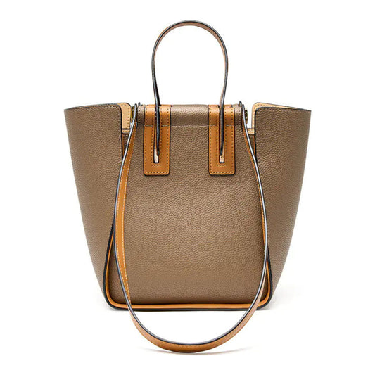 Color Block Leather Commuter Handbag