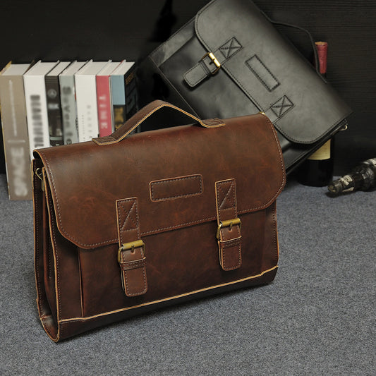 Vintage-Aktentasche aus PU-Kunstleder
