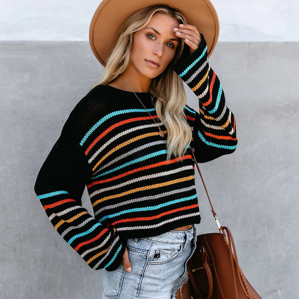 Rainbow-Stripe Knit Sweater “Luisa”