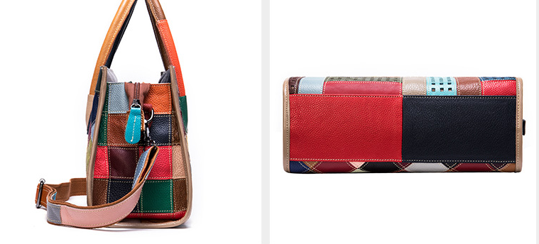 Patchwork Leather Boston Handbag