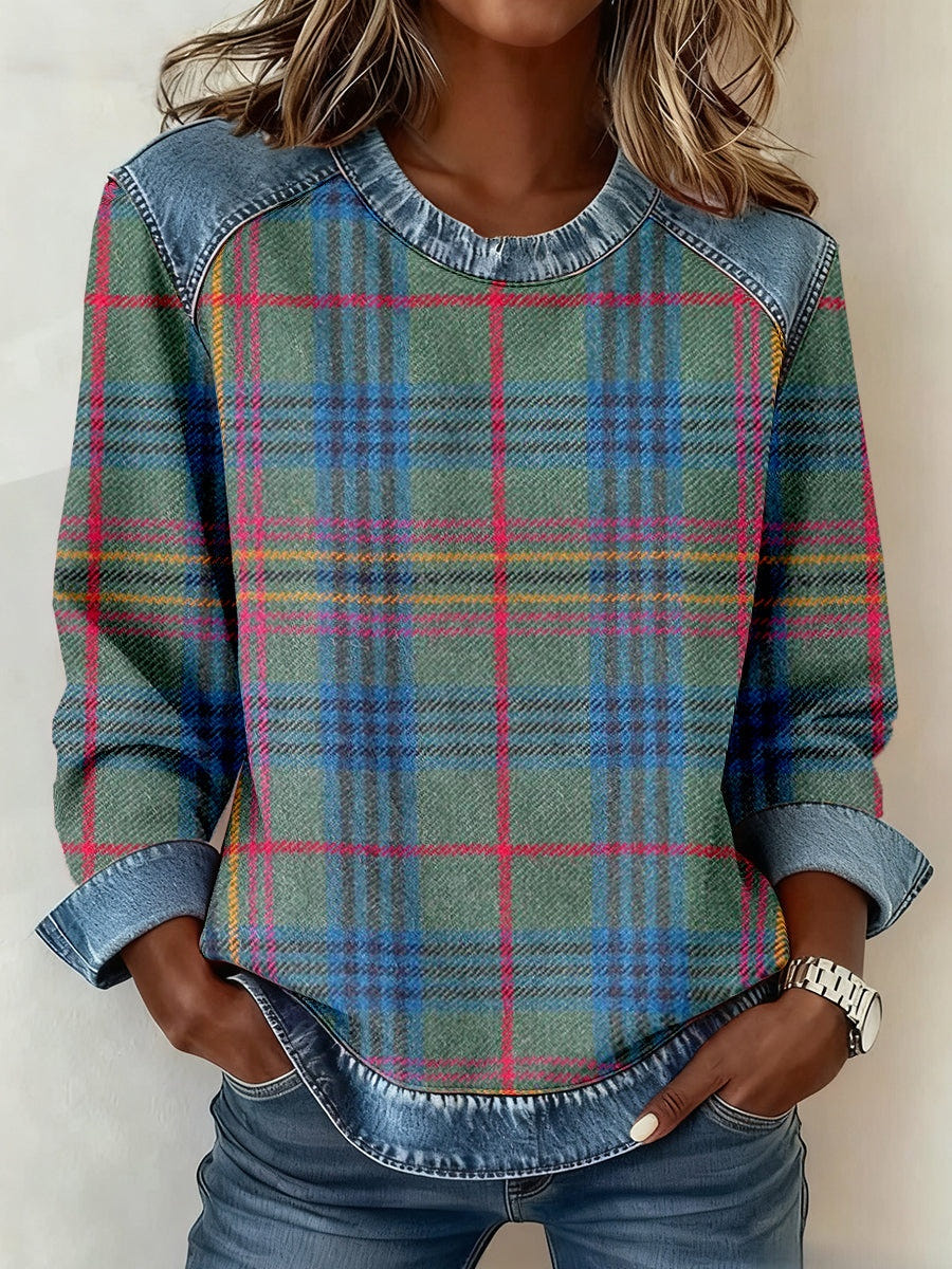 Denim-Collar Knit Pullover “Noemi”