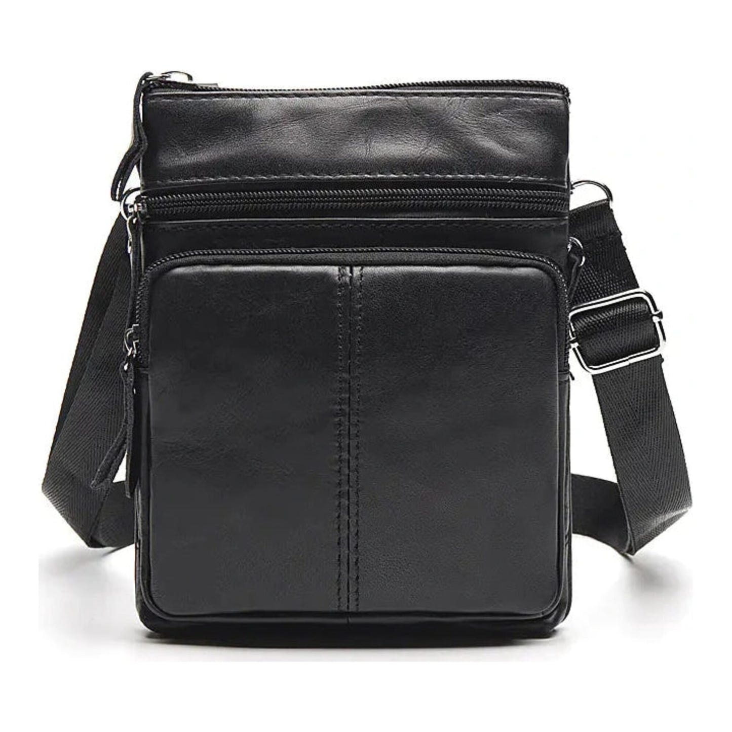 Genuine Leather Zipper Crossbody Shoulder Bag