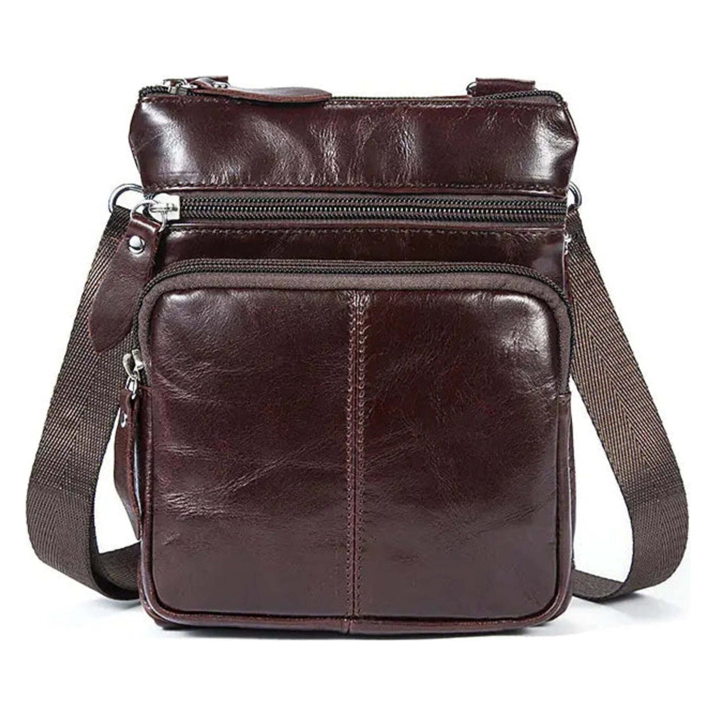 Genuine Leather Zipper Crossbody Shoulder Bag