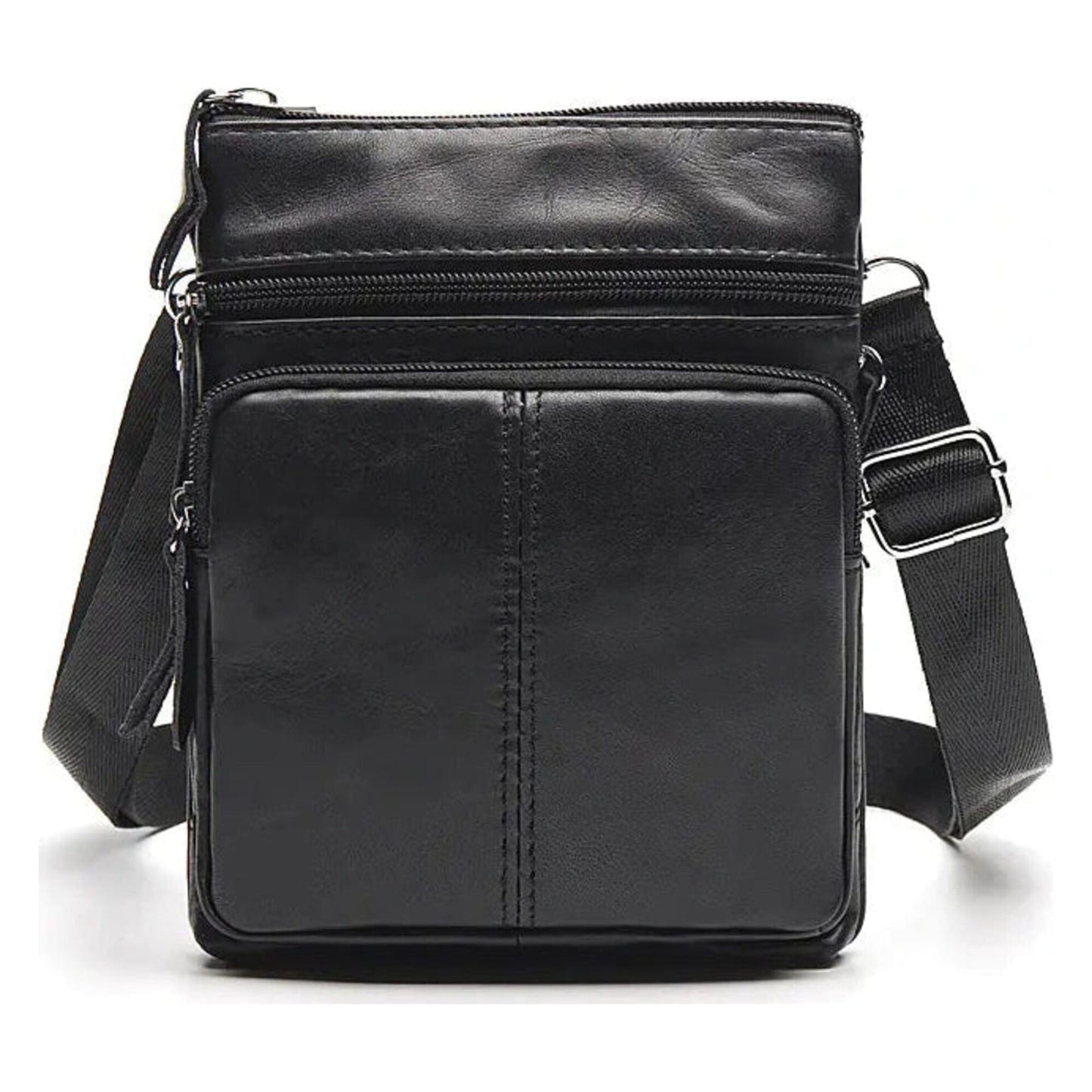 Genuine Leather Zipper Crossbody Shoulder Bag