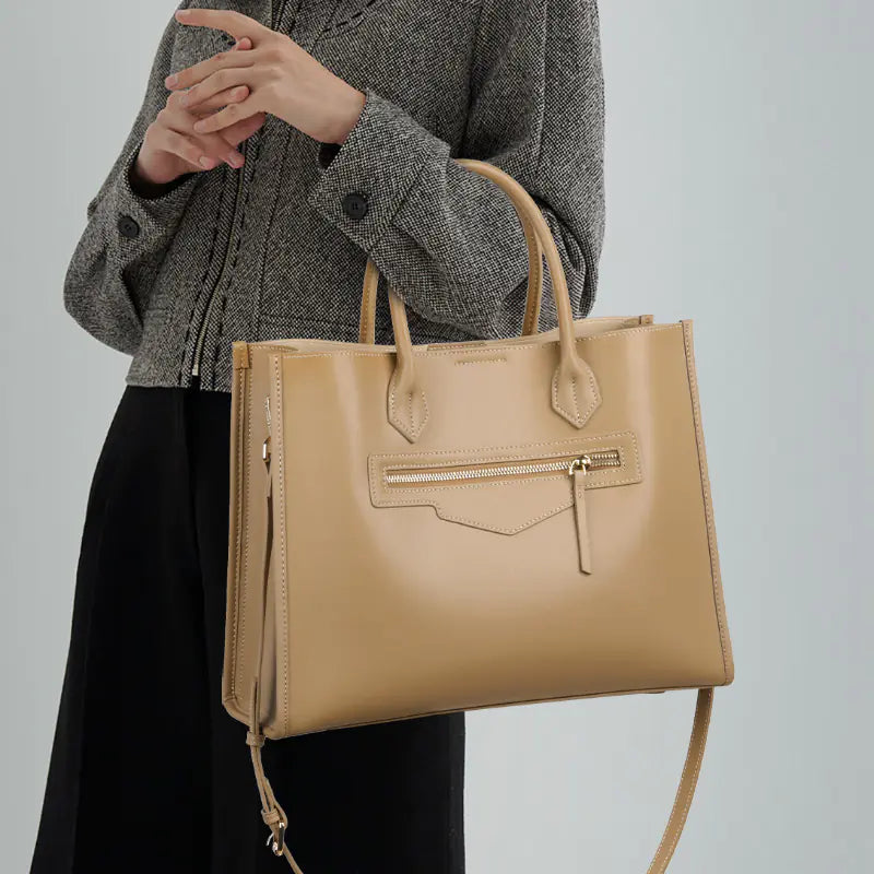 Genuine Leather Tote Bag for Women - Large Capacity