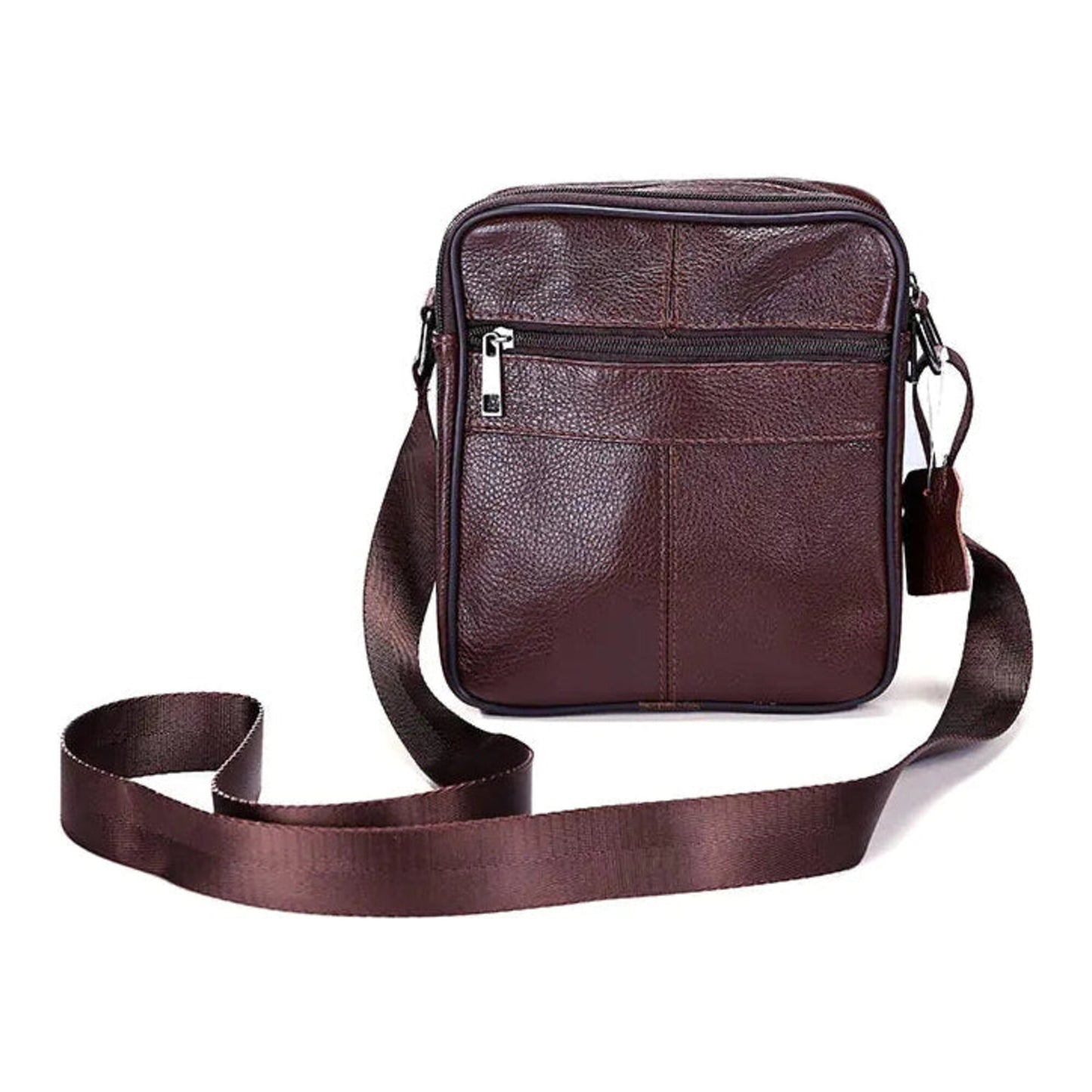 Men's Business Crossbody Bag with Leather Zipper