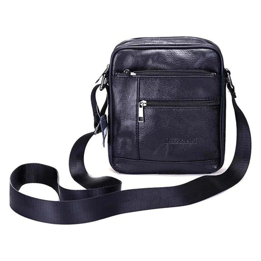 Men's Business Crossbody Bag with Leather Zipper