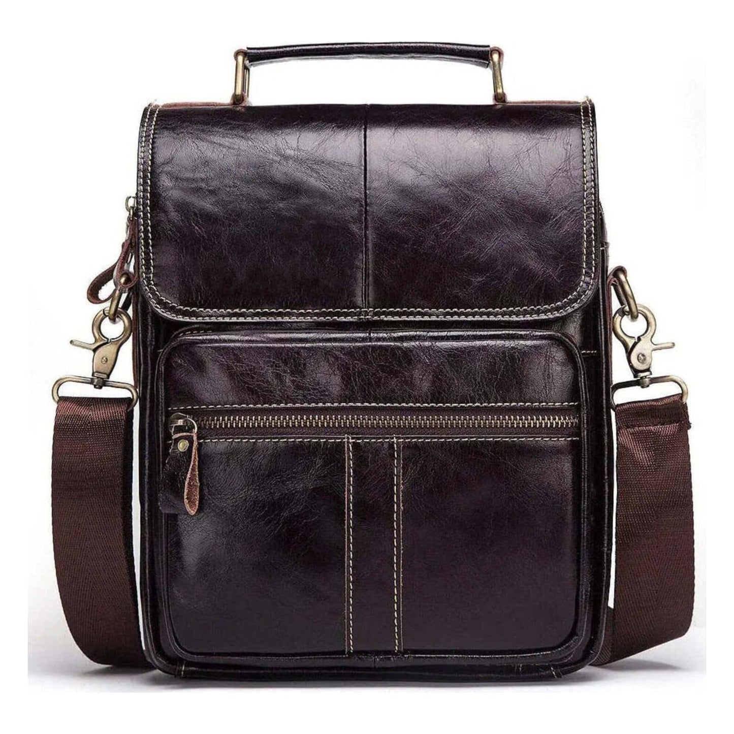 Men's Leather Business Shoulder Bag - Crossbody Backpack
