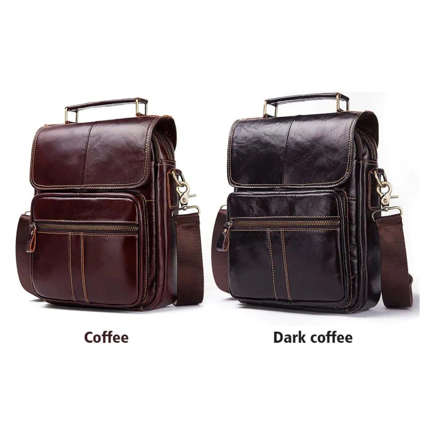 Men's Leather Business Shoulder Bag - Crossbody Backpack
