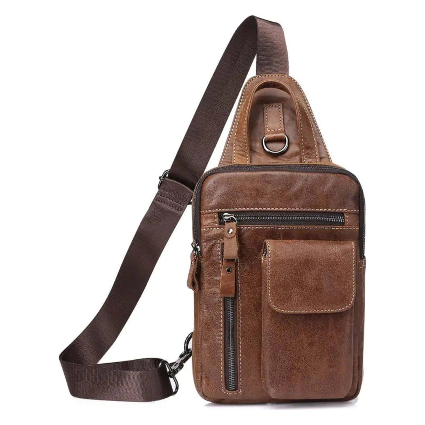 Vintage Casual Men's Shoulder Crossbody Bag in Leather