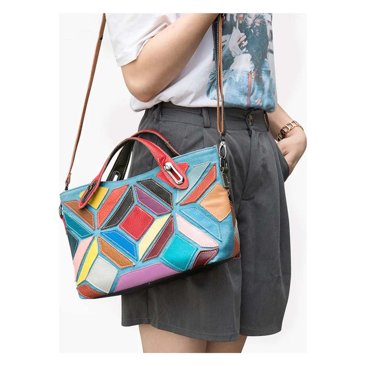 Damen-Beuteltasche aus echtem Leder