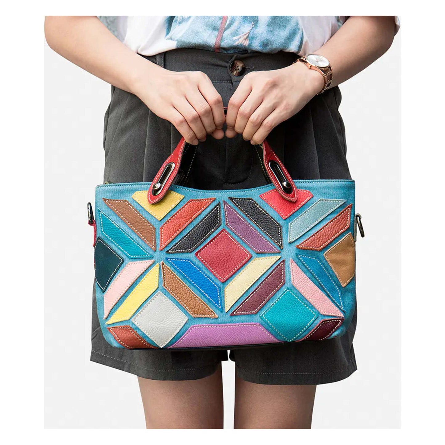 Damen-Beuteltasche aus echtem Leder