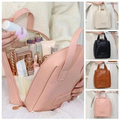 Muschel-Kosmetiktasche mit Henkeln aus PU-Kunstleder