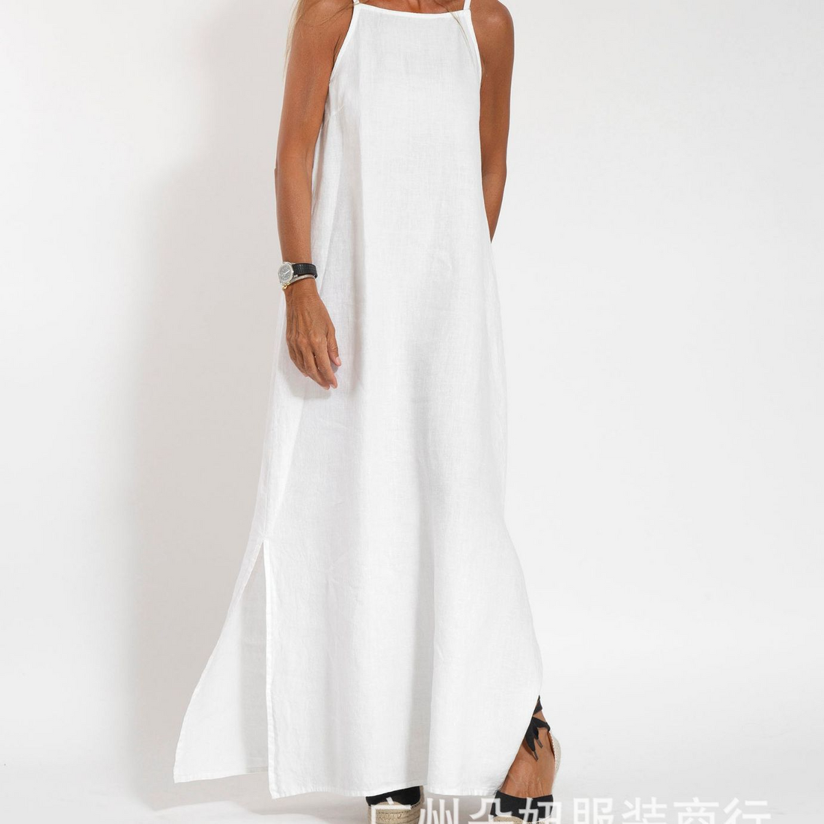 Maxi-Trägerkleid in Leinenoptik „Wiebke“
