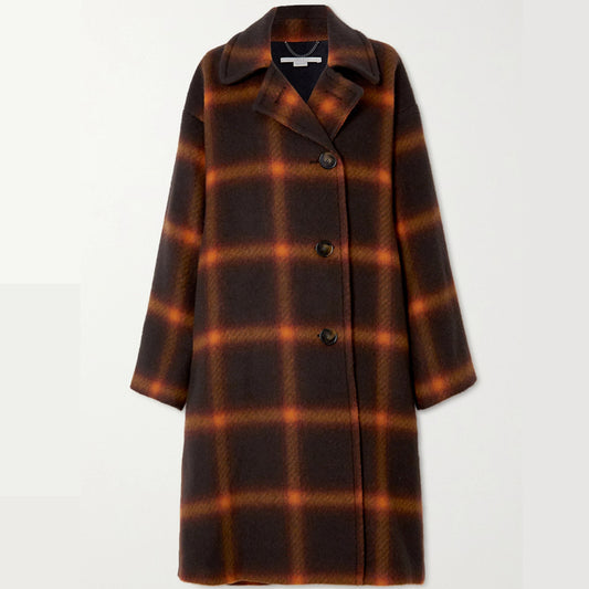 Oversized Orange Check Coat “Tove”