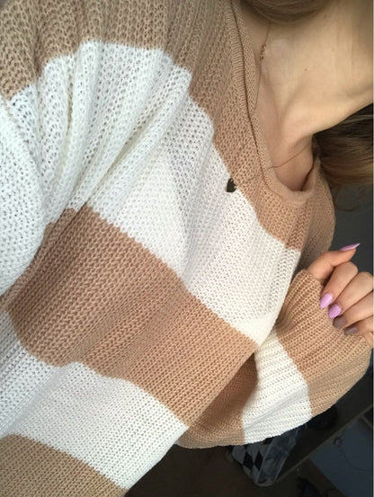 Oversize-Strickpullover mit breiten Streifen „Mila“
