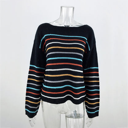 Rainbow-Stripe Knit Sweater “Luisa”