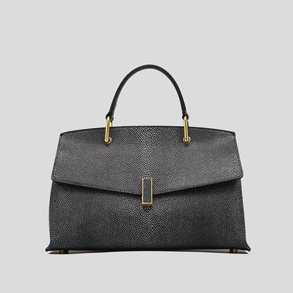 Structured Leather Top-Handle Bag