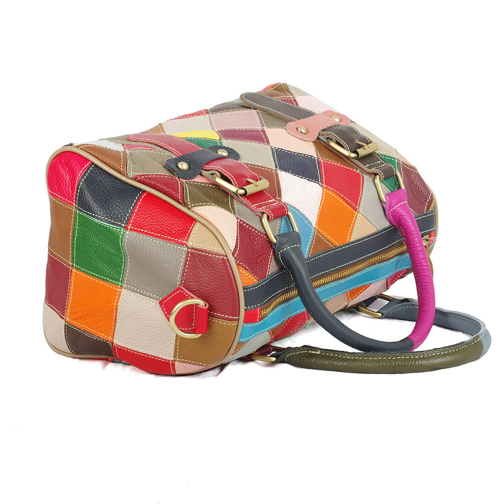 Patchwork Cowhide Boston Bag