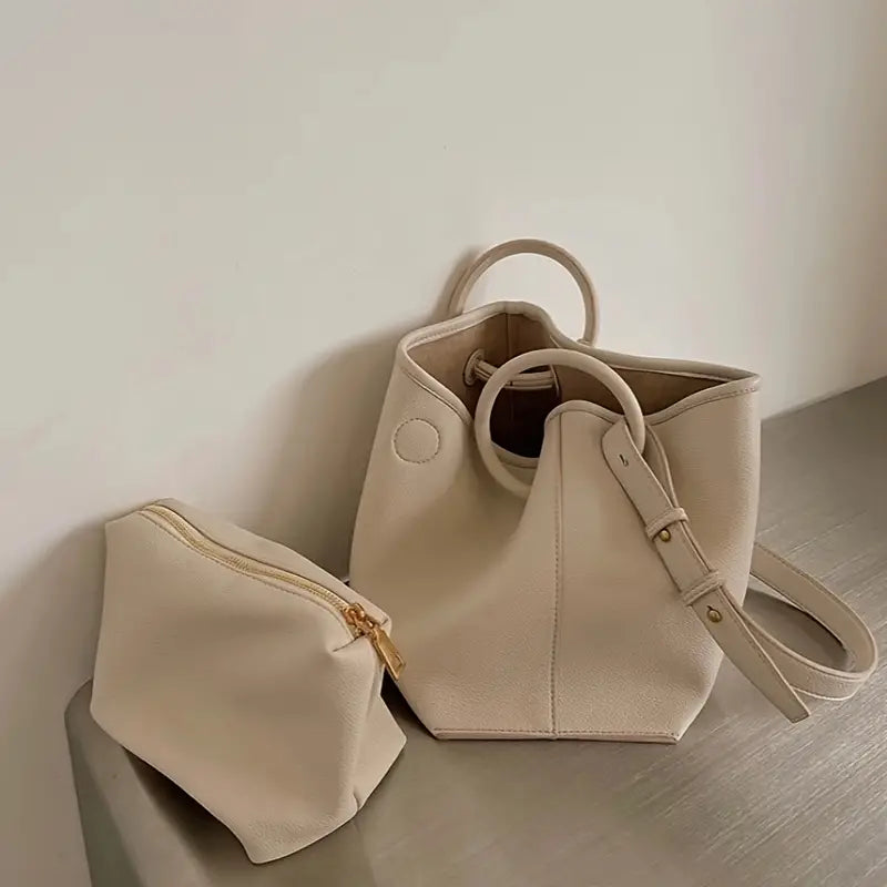 Beuteltasche aus PU-Kunstleder mit Etui