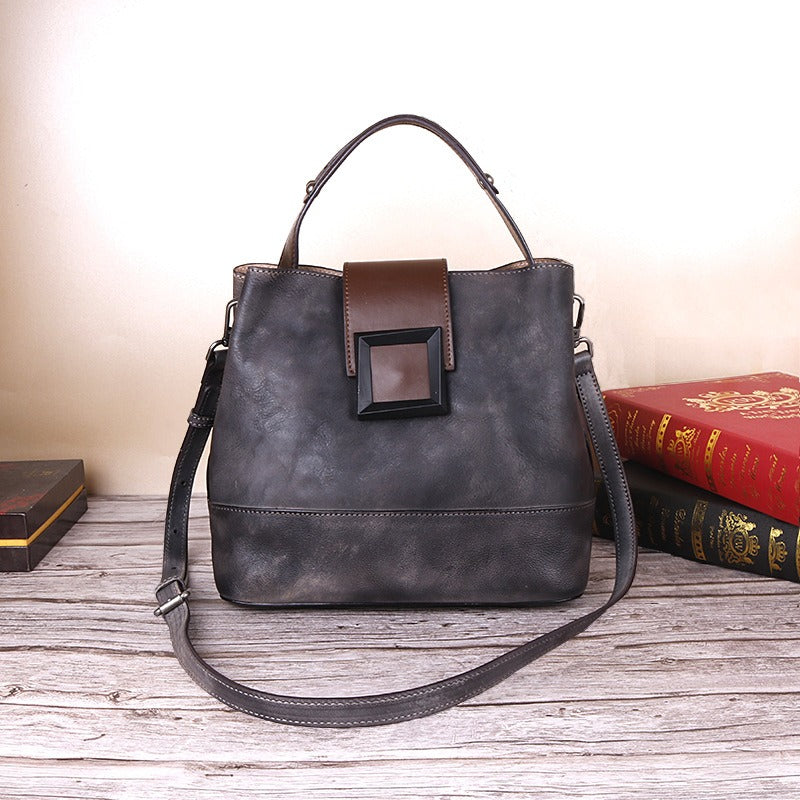 Retro Leather Bucket Handbag