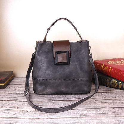 Retro Leather Bucket Handbag