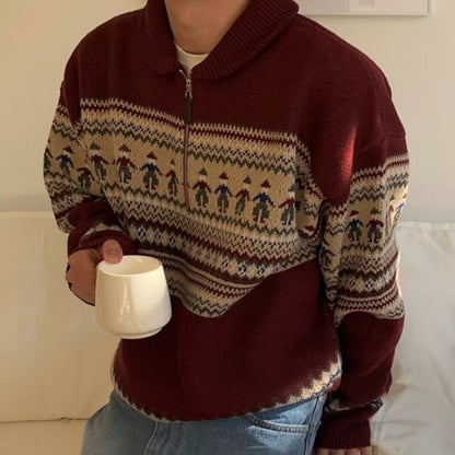 Jacquard Half-Zip Knit Sweater “Lorenzo”