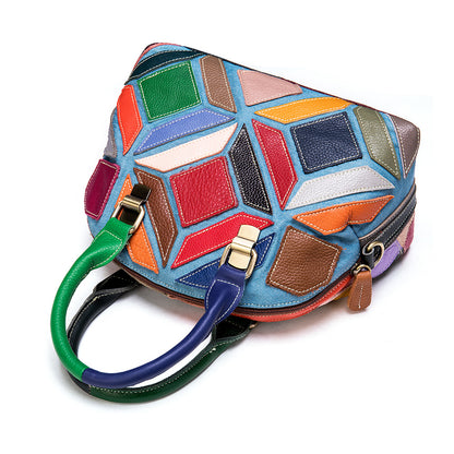 Patchwork Leather Dome Handbag