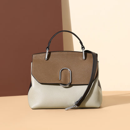 Two-Tone Leather Ring Handbag