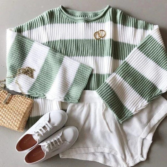 Oversize-Strickpullover mit Blockstreifen „Stella“