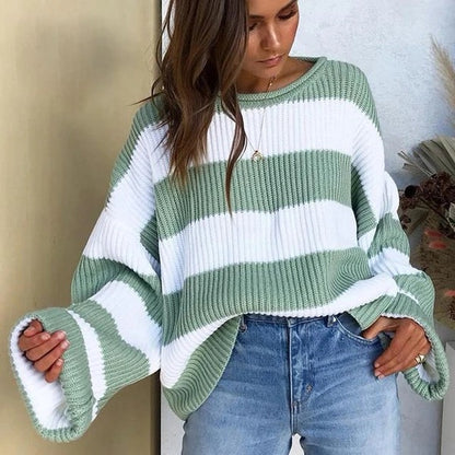 Block-Stripe Oversized Knit Sweater “Stella”